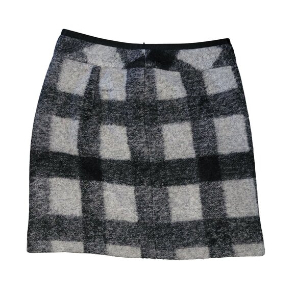 Banana Republic Heritage Plaid Wool Blend Skirt Size 4 Black & Gray Checkered Pa - Picture 1 of 5
